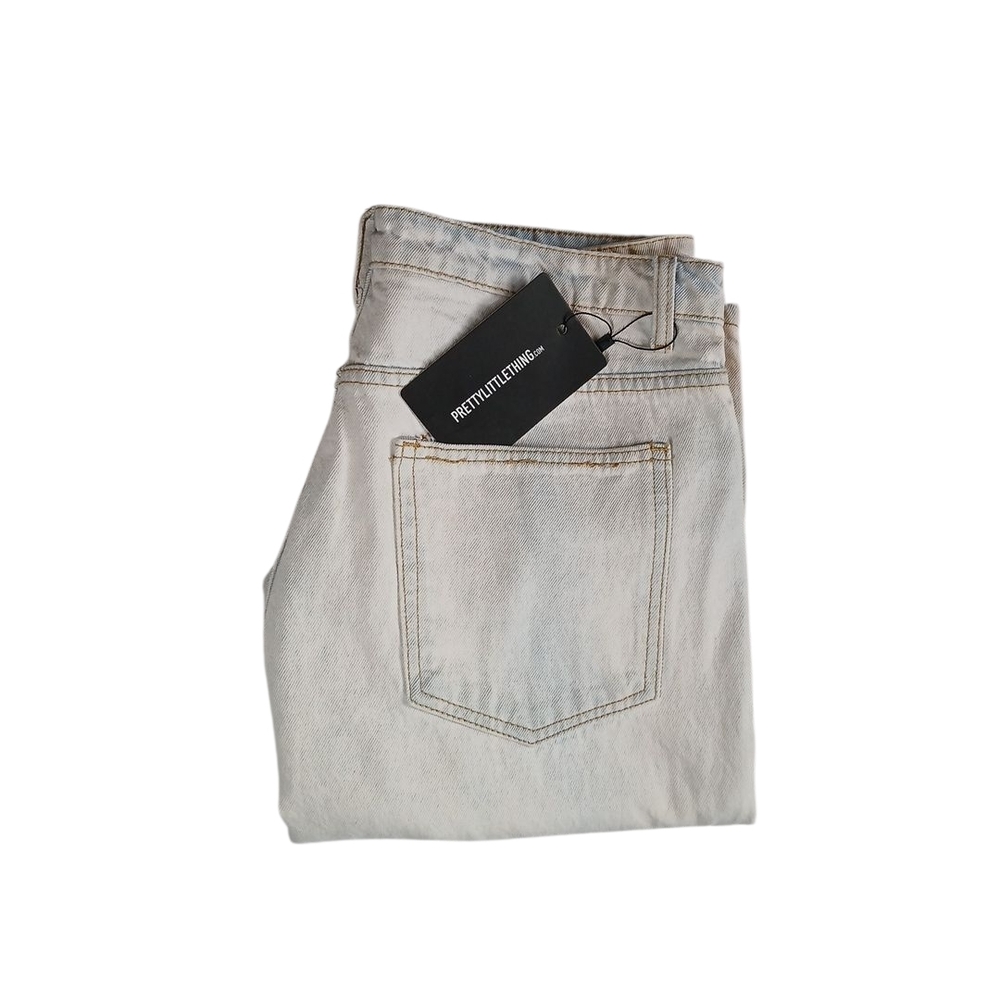 PrettyLittleThing Light Bleach Washed Distressed Mom Jeans 10 NWT